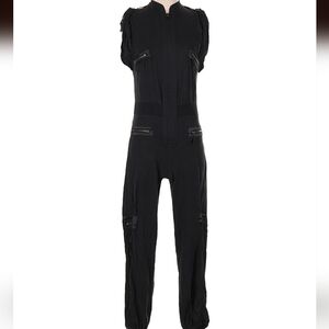 bebe silk black cargo jumpsuit XS